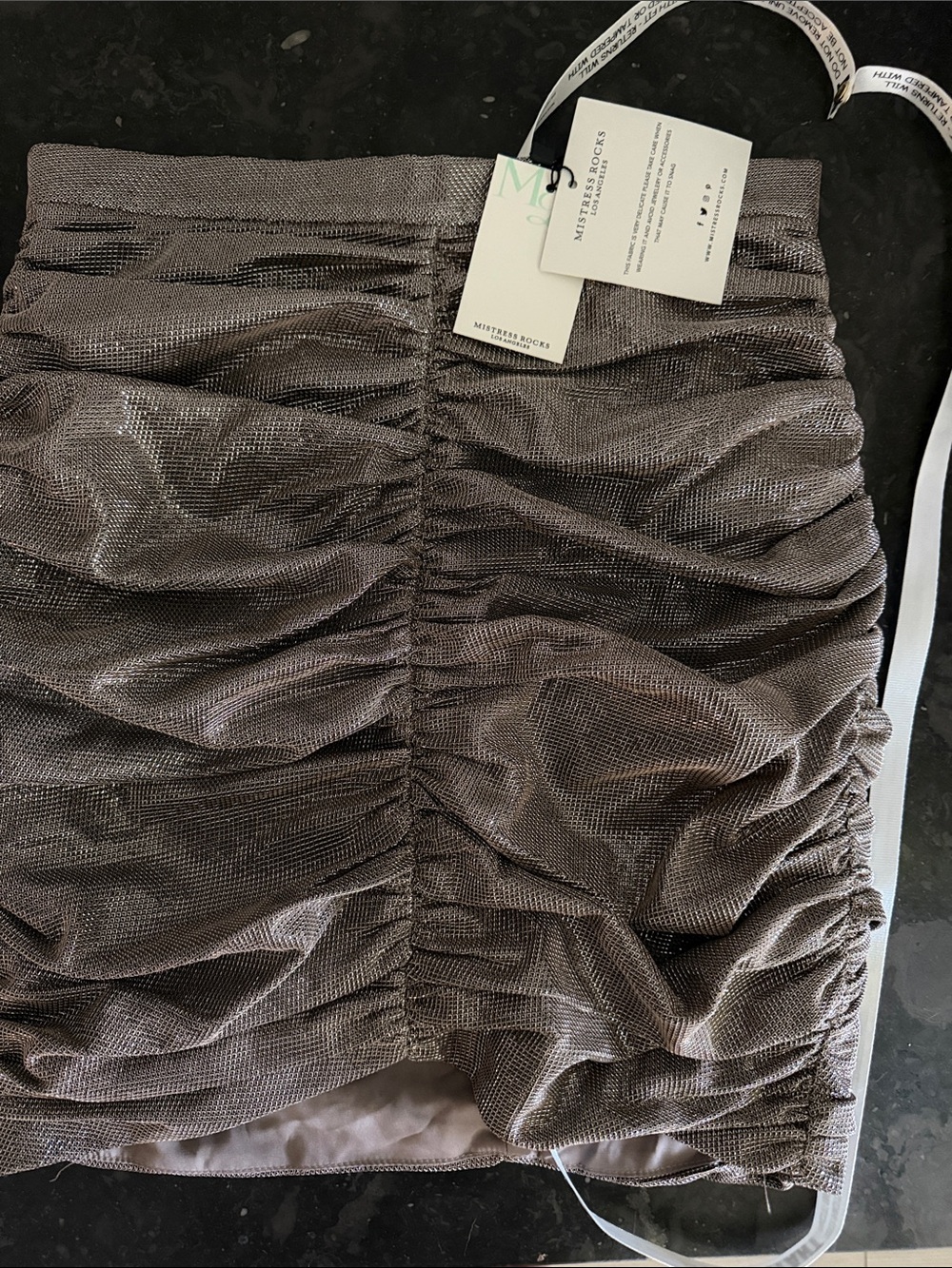Ruched Metallic Gray Mini Skirt